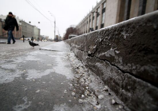 Aftermath of freezing rain in Moscow