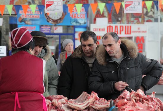 Meat sales at market