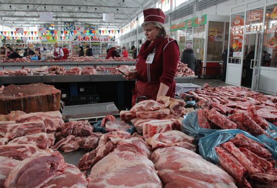 Meat sales at market