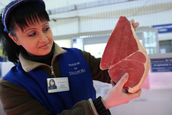 Meat sales at market
