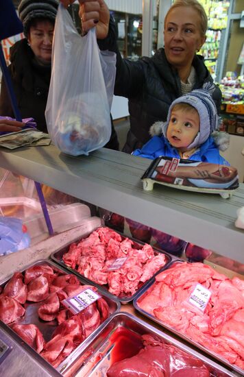 Meat sales at market