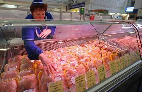 Meat sales at market