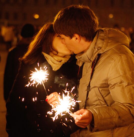 New Year celebration in St.Petersburg's Palace Square