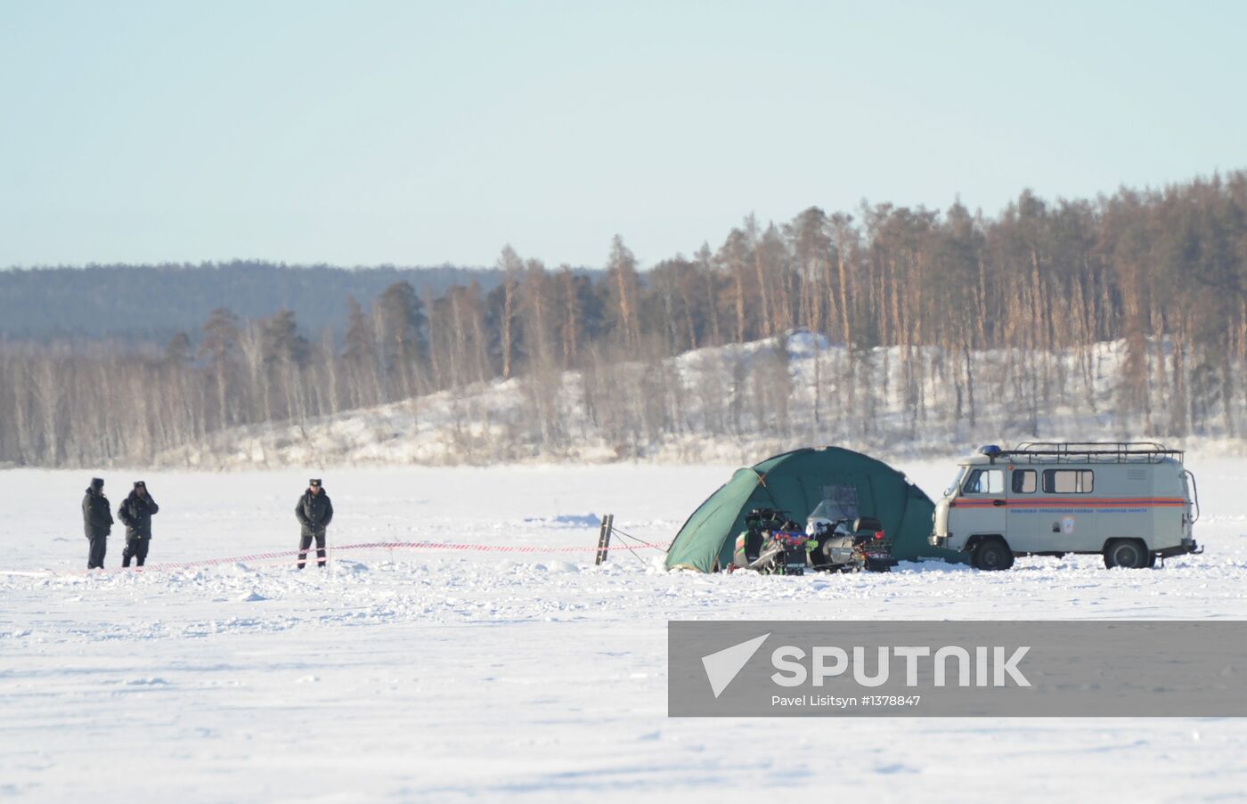Aftermath of meteorite impact in Chelyabinsk Region