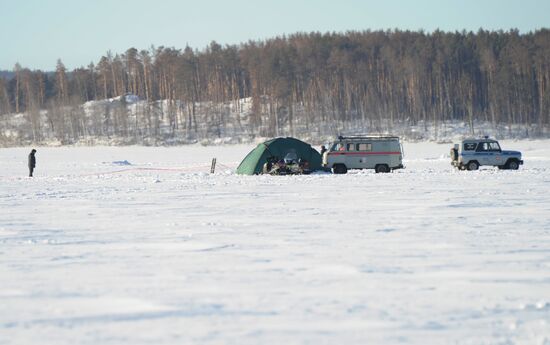 Aftermath of meteorite impact in Chelyabinsk Region