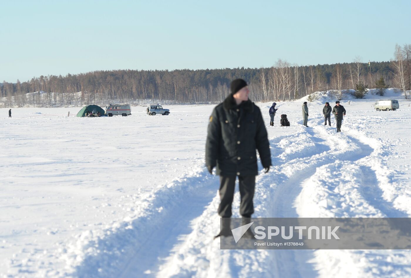 Aftermath of meteorite impact in Chelyabinsk Region