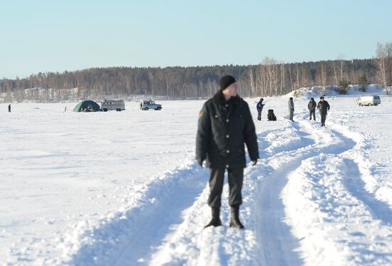 Aftermath of meteorite impact in Chelyabinsk Region
