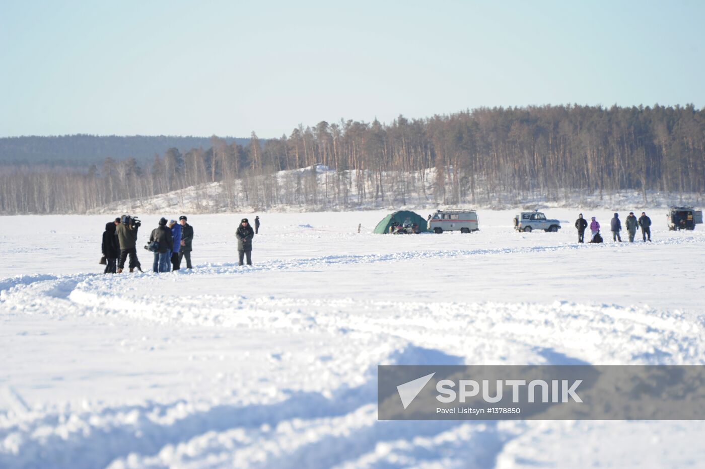 Aftermath of meteorite impact in Chelyabinsk Region