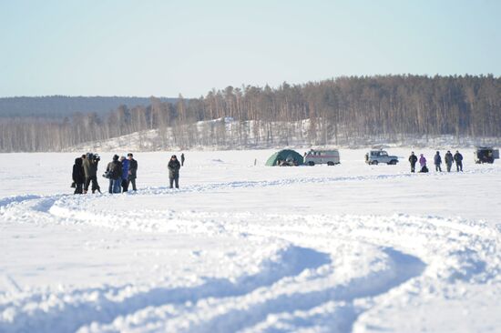 Aftermath of meteorite impact in Chelyabinsk Region