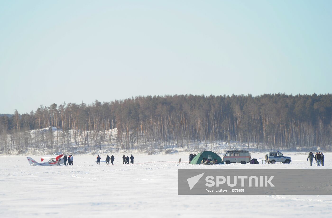 Aftermath of meteorite impact in Chelyabinsk Region