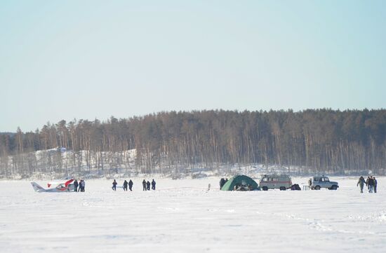 Aftermath of meteorite impact in Chelyabinsk Region
