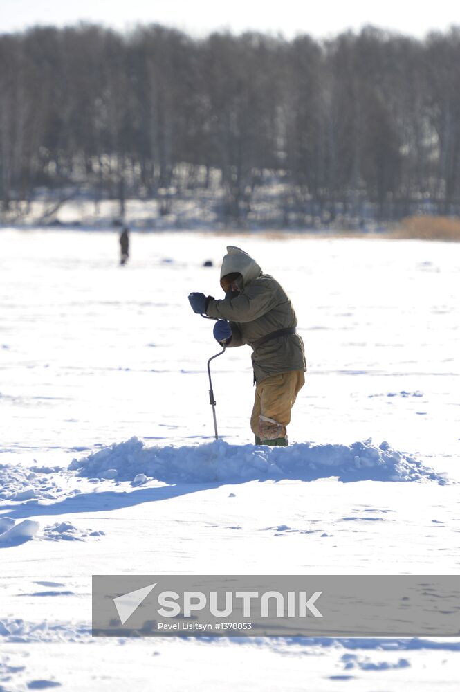 Aftermath of meteorite impact in Chelyabinsk Region