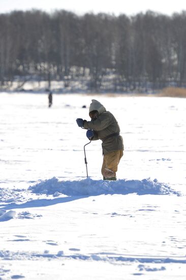 Aftermath of meteorite impact in Chelyabinsk Region