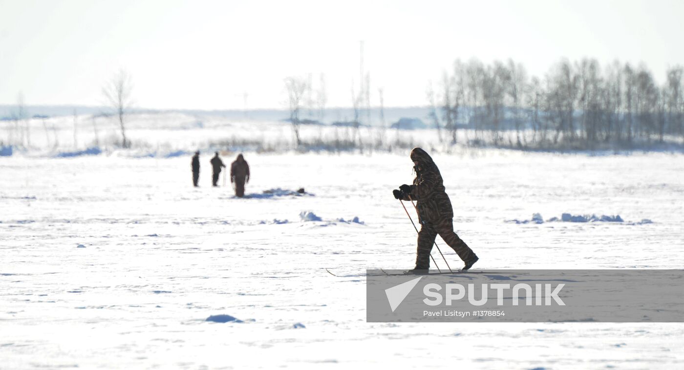 Aftermath of meteorite impact in Chelyabinsk Region