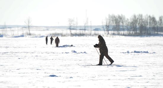 Aftermath of meteorite impact in Chelyabinsk Region