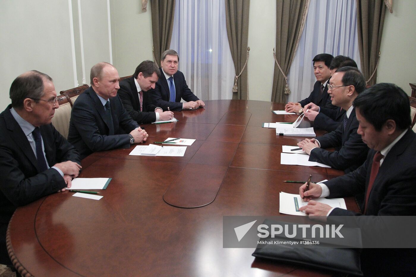 Vladimir Putin meets with Yang Jiechi at Novo-Ogaryovo