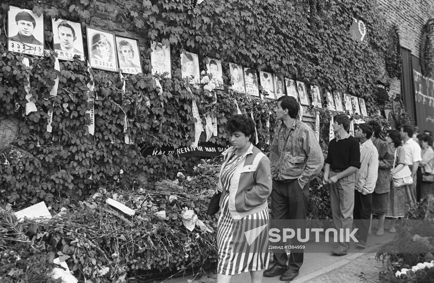 Photographs of victims on walls of Sioni Cathedral