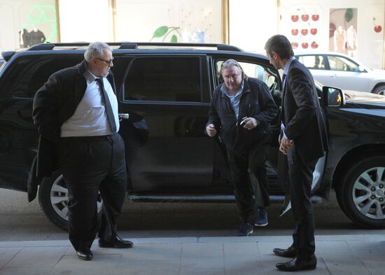 Gerard Depardieu and Vladimir Medinsky meet at Bolshoi Theatre