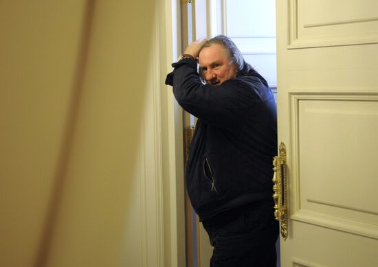 Gerard Depardieu and Vladimir Medinsky meet at Bolshoi Theatre
