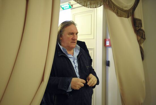 Gerard Depardieu and Vladimir Medinsky meet at Bolshoi Theatre