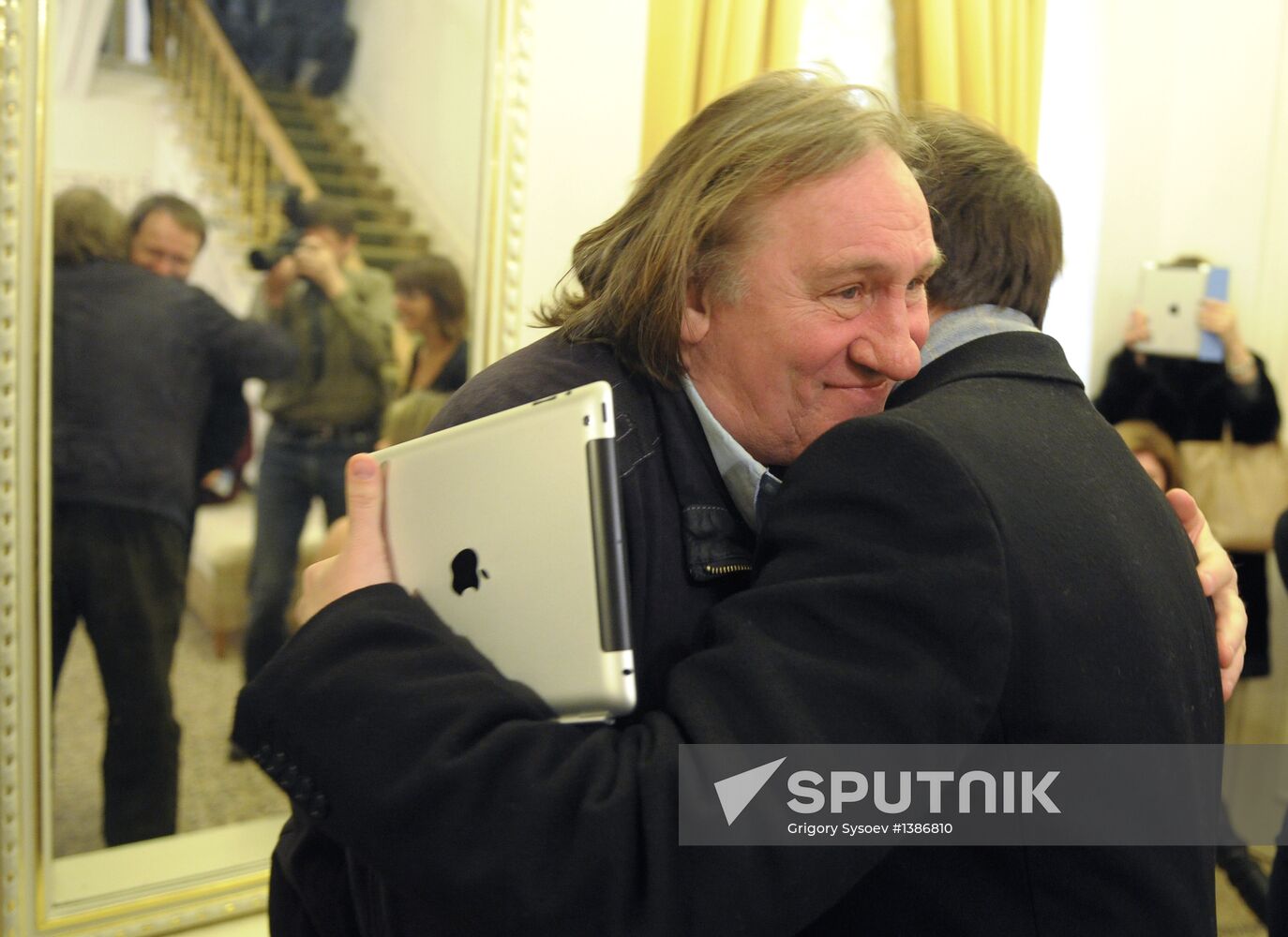 Gerard Depardieu and Vladimir Medinsky meet at Bolshoi Theatre