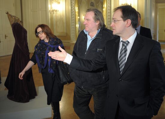 Gerard Depardieu and Vladimir Medinsky meet at Bolshoi Theatre