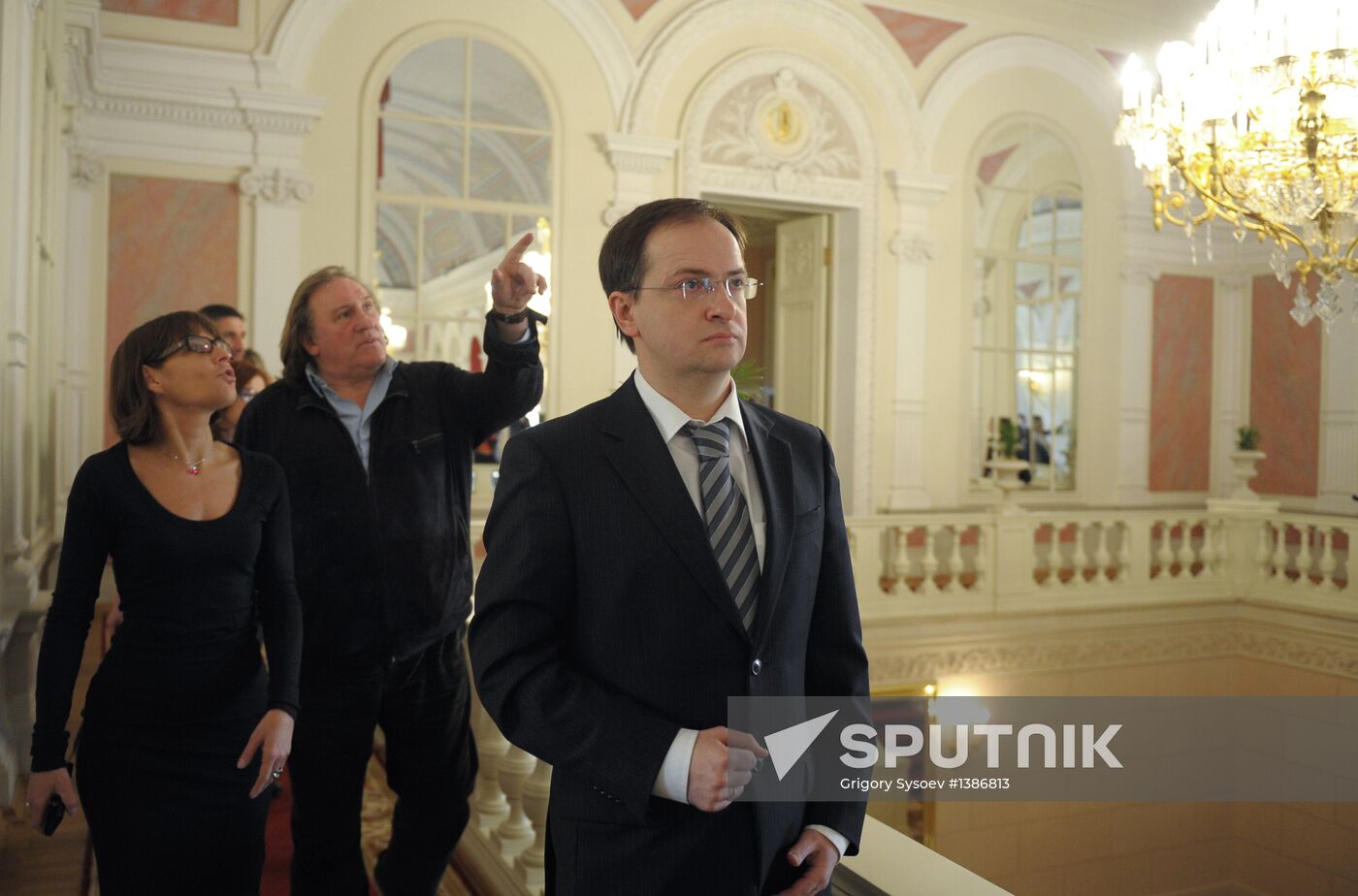Gerard Depardieu and Vladimir Medinsky meet at Bolshoi Theatre