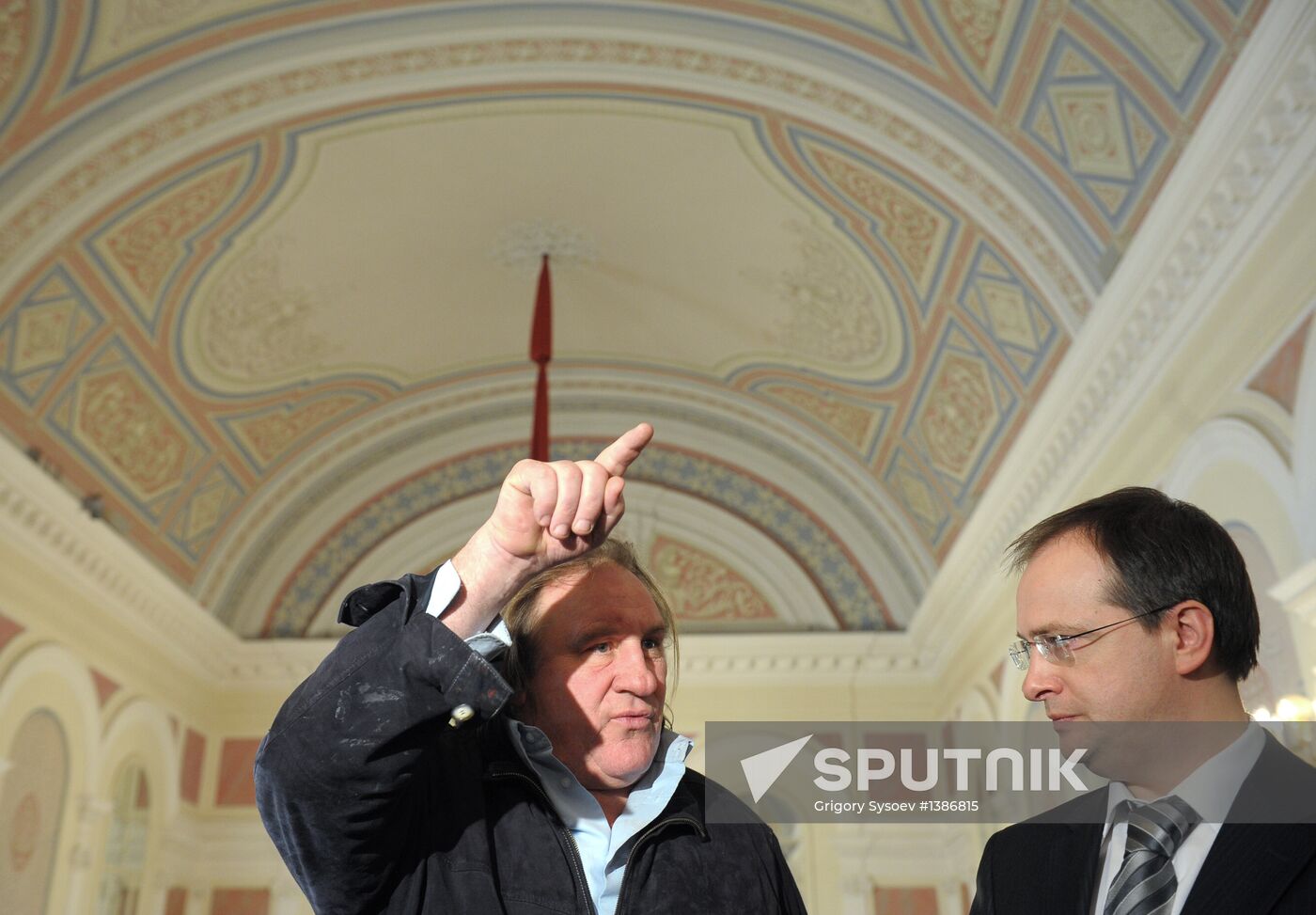 Gerard Depardieu and Vladimir Medinsky meet at Bolshoi Theatre