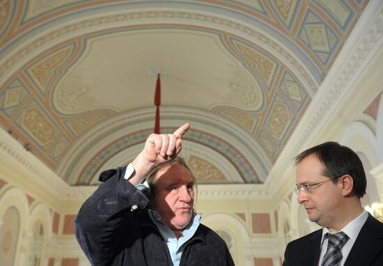 Gerard Depardieu and Vladimir Medinsky meet at Bolshoi Theatre