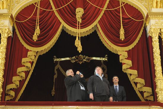 Gerard Depardieu and Vladimir Medinsky meet at Bolshoi Theatre