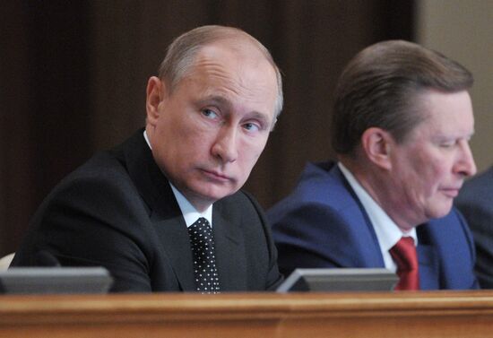 Vladimir Putin during Defense Ministry's board meeting