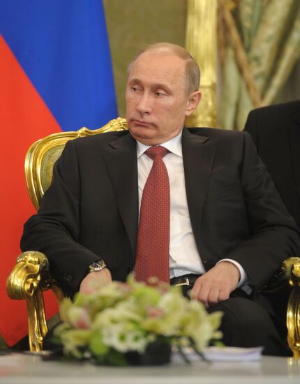Vladimir Putin meets with Francois Hollande in the Kremlin