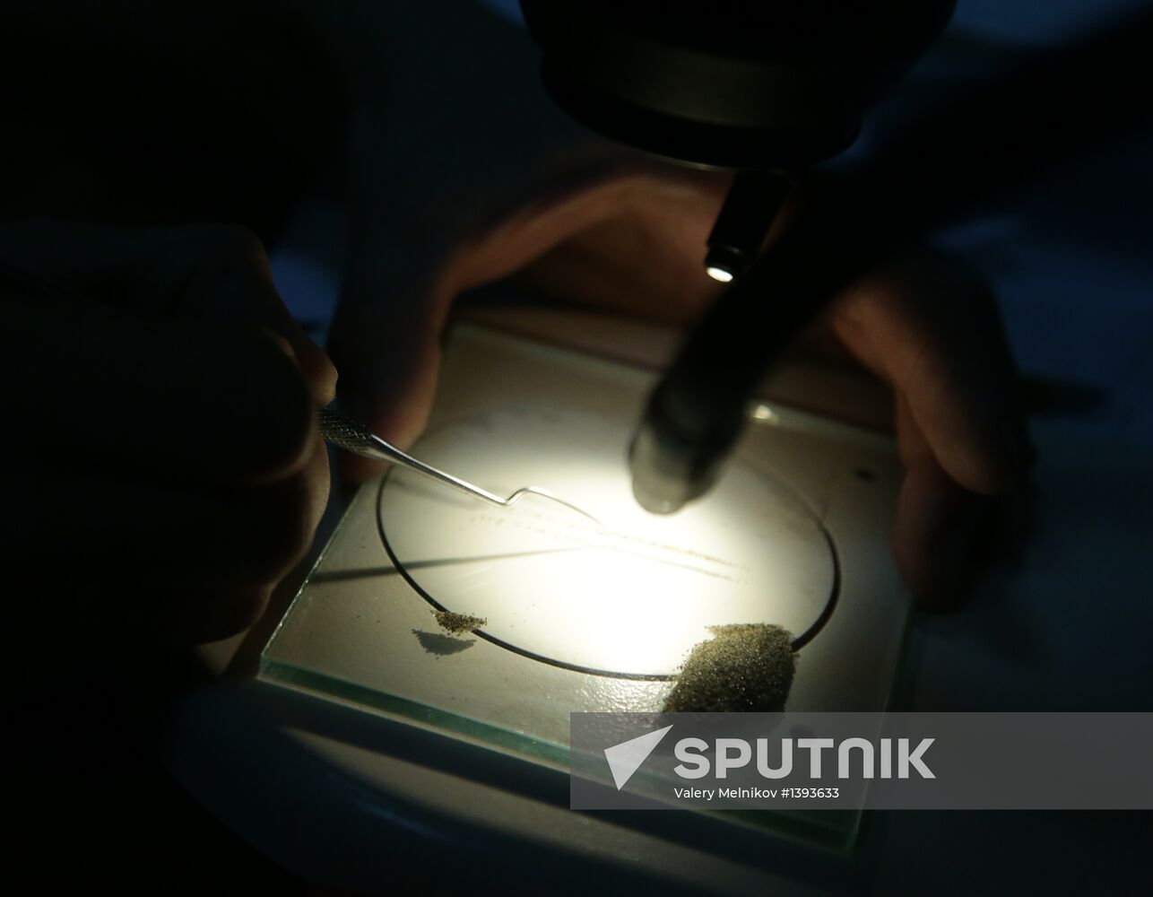 Examination of Chebarkul meteorite in Moscow laboratory