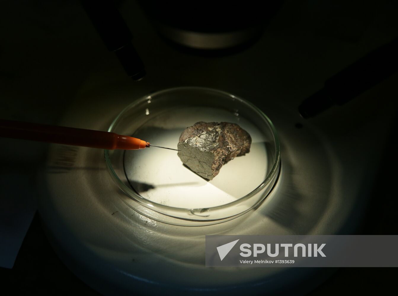 Examination of Chebarkul meteorite in Moscow laboratory
