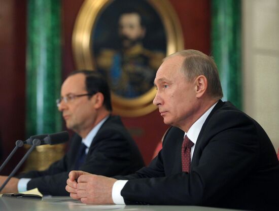 Vladimir Putin meets with Francois Hollande in the Kremlin