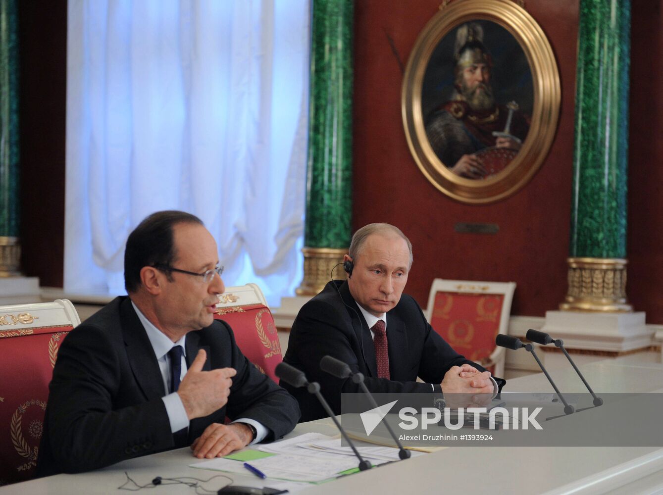 Vladimir Putin meets with Francois Hollande in the Kremlin