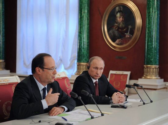 Vladimir Putin meets with Francois Hollande in the Kremlin