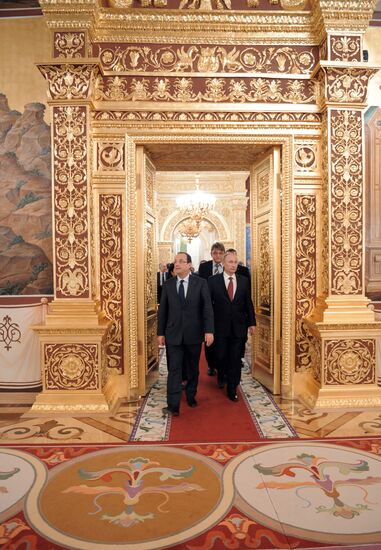 Vladimir Putin meets with Francois Hollande in the Kremlin