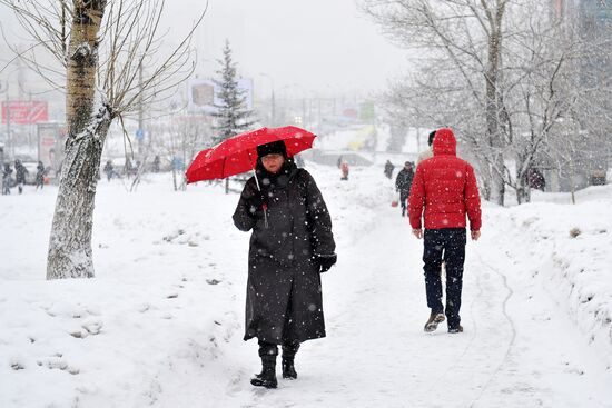 Snowfall in Moscow