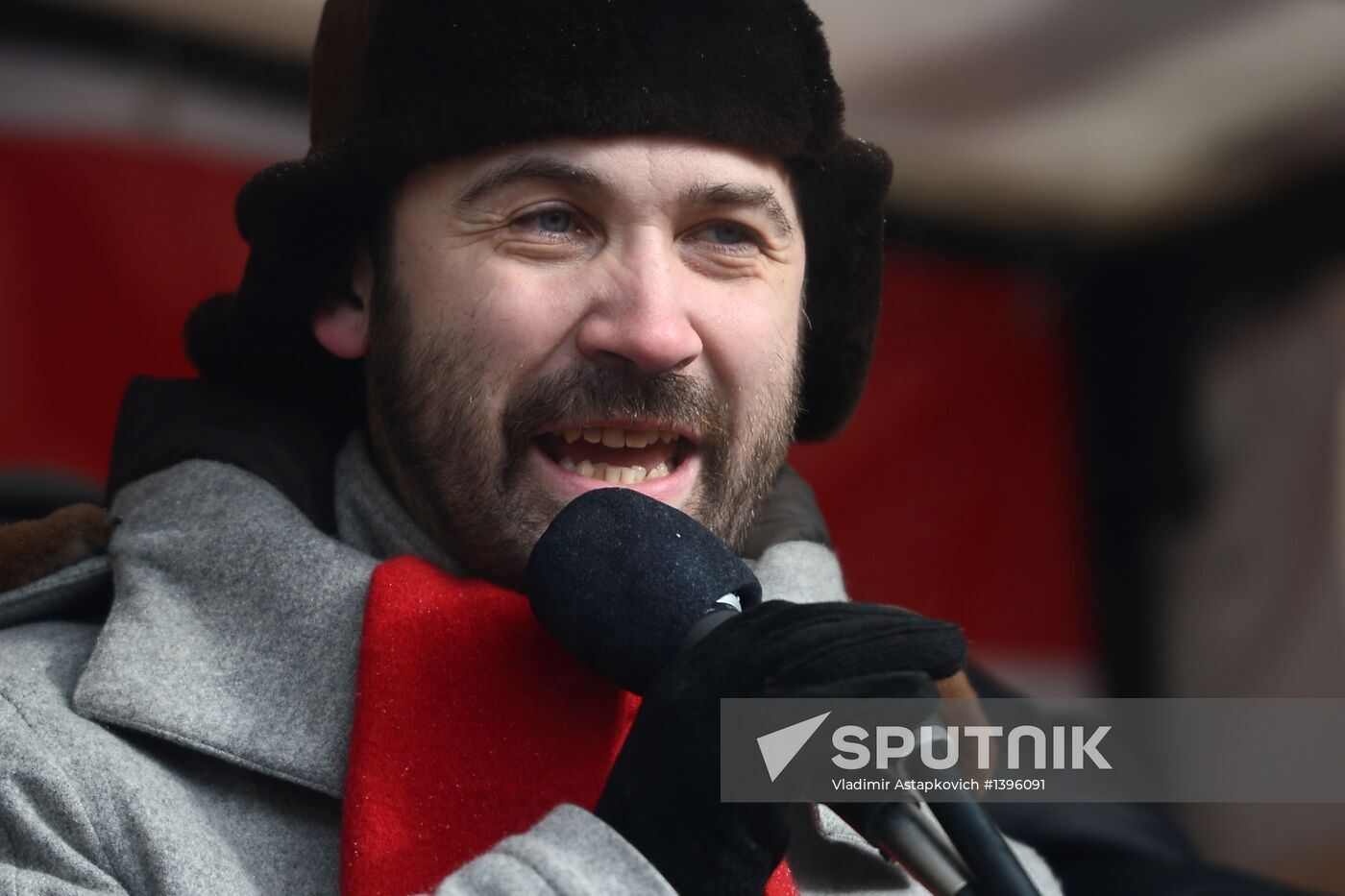 Deputy Ilya Ponomaryov speaking at the rally during the march for the rights of Muscovites. Location: Russia, Moscow. Author: Vladimir Astapkovich/Sputnik. March for the rights of Muscovites