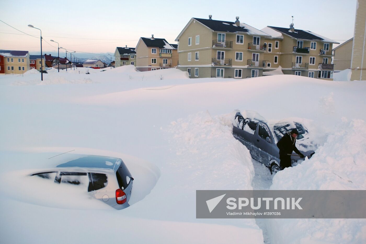 Aftermath of a snowstorm in Sakhalin