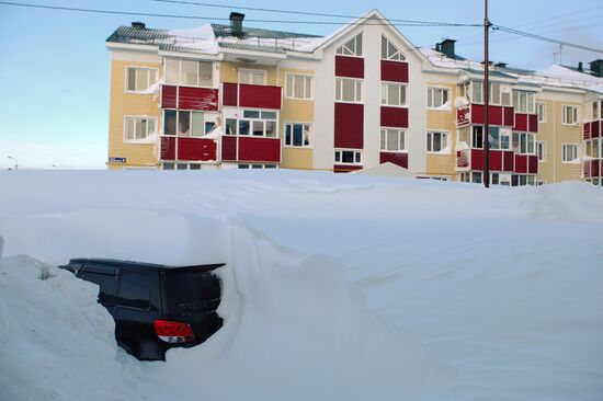 Aftermath of a snowstorm in Sakhalin