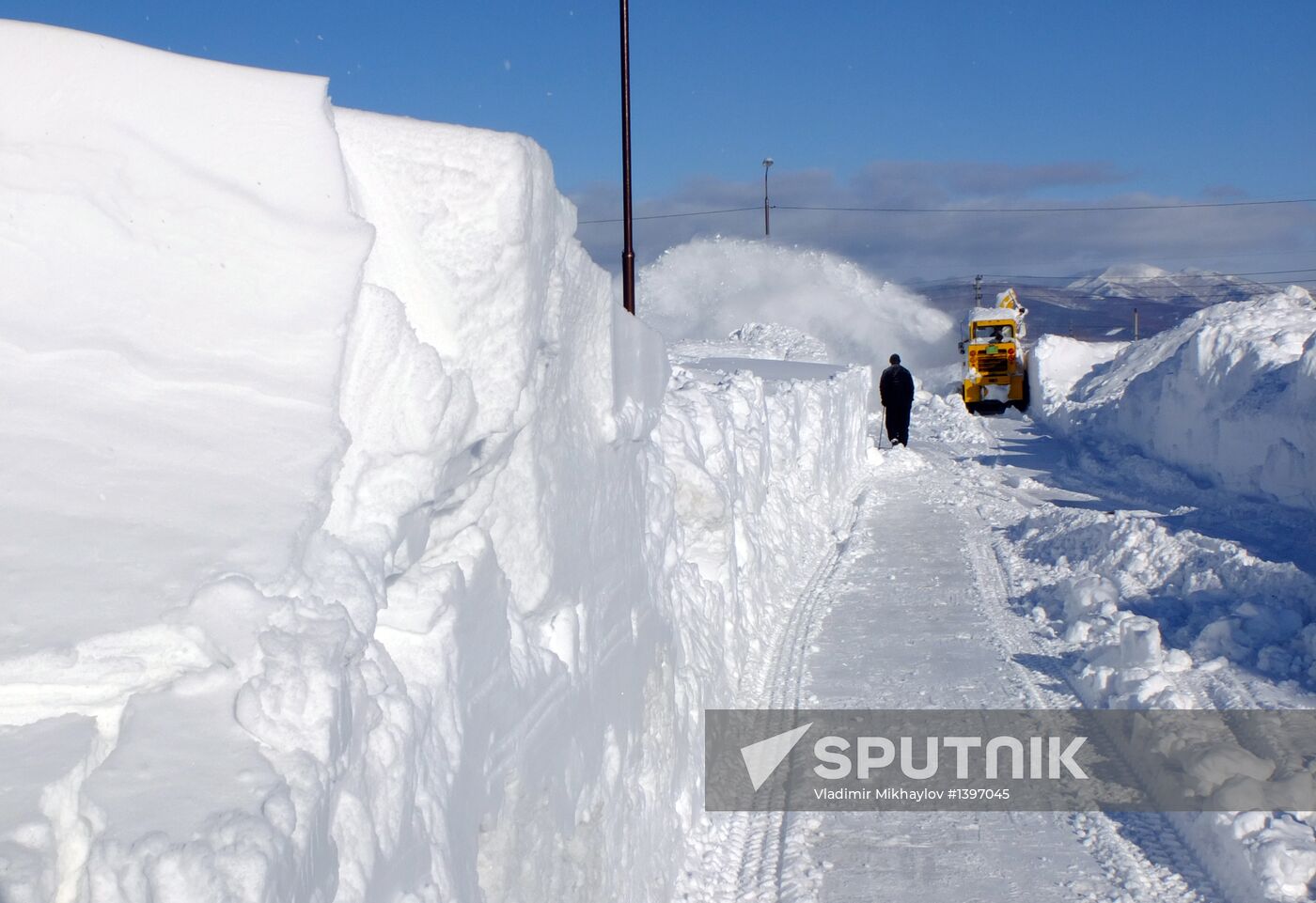 Aftermath of a snowstorm in Sakhalin