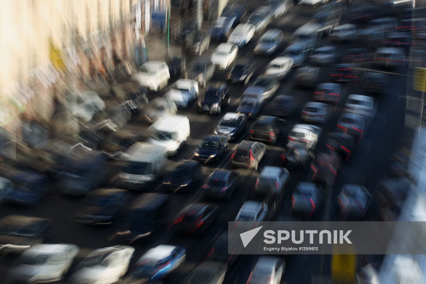 Traffic congestion in Tverskaya Street in Moscow