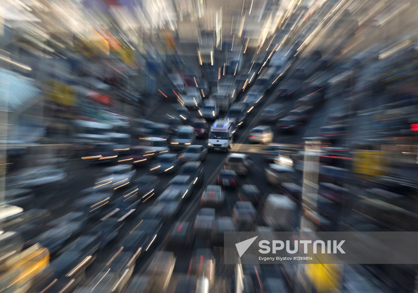 Traffic congestion in Tverskaya Street in Moscow