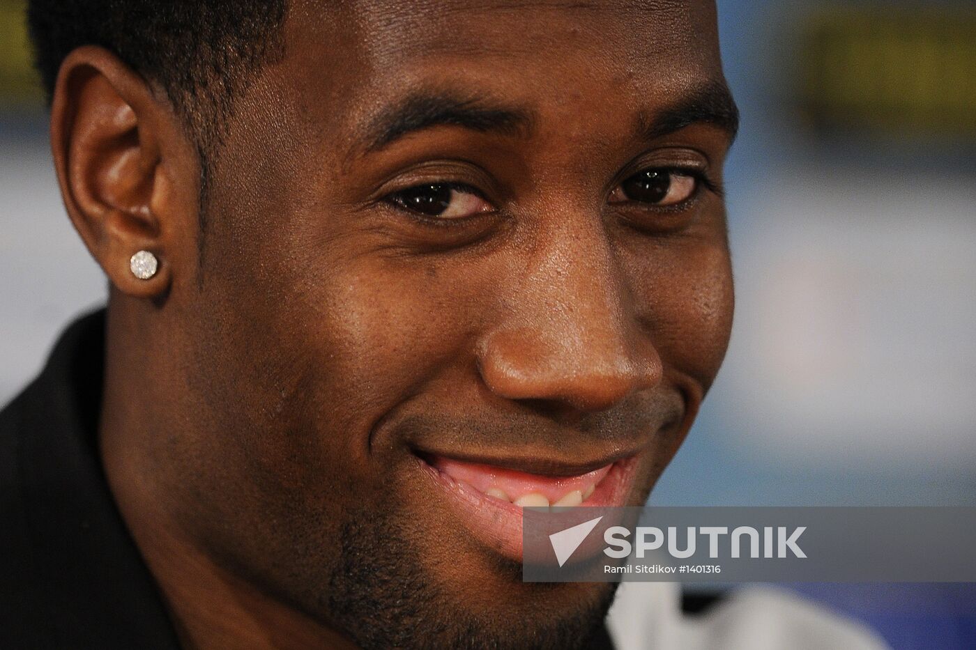 Newcastle United's midfielder Vurnon Anita at a news conference before the team's training session ahead of the UEFA Europa League's last 16 match against Anzhi Makhachkala. Location: Russia, Moscow. Author: Ramil Sitdikov/Sputnik. FC Newcastle United holds training session