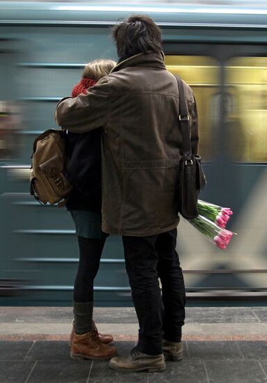 Flowers sold on the eve of International Women's Day