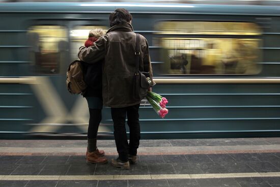 Flowers sold on the eve of International Women's Day