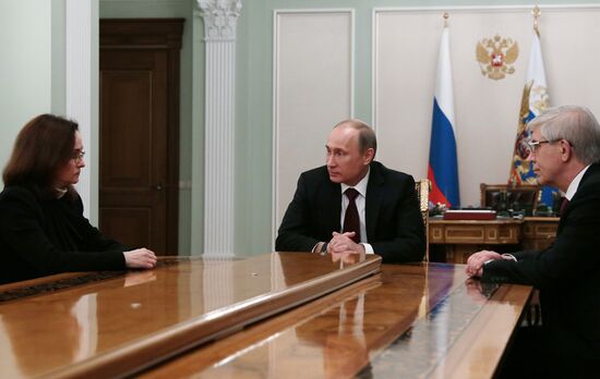 Russian President Putin meets with Nabiullina and Ignatyev