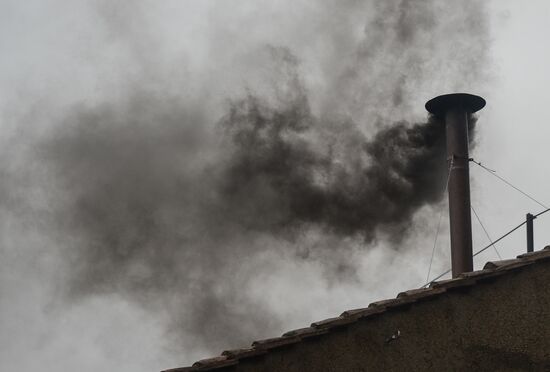 Black smoke rises from Sistine Chapel in Vatican City
